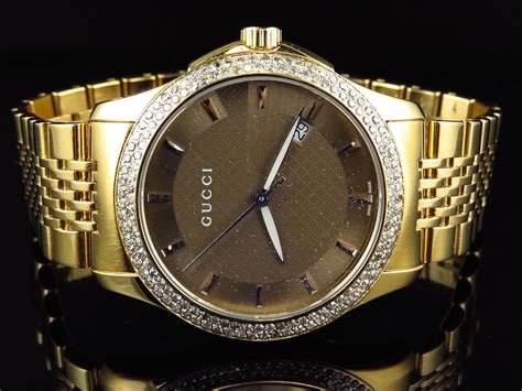 gucci men gold watches|men's black diamond gucci watch.